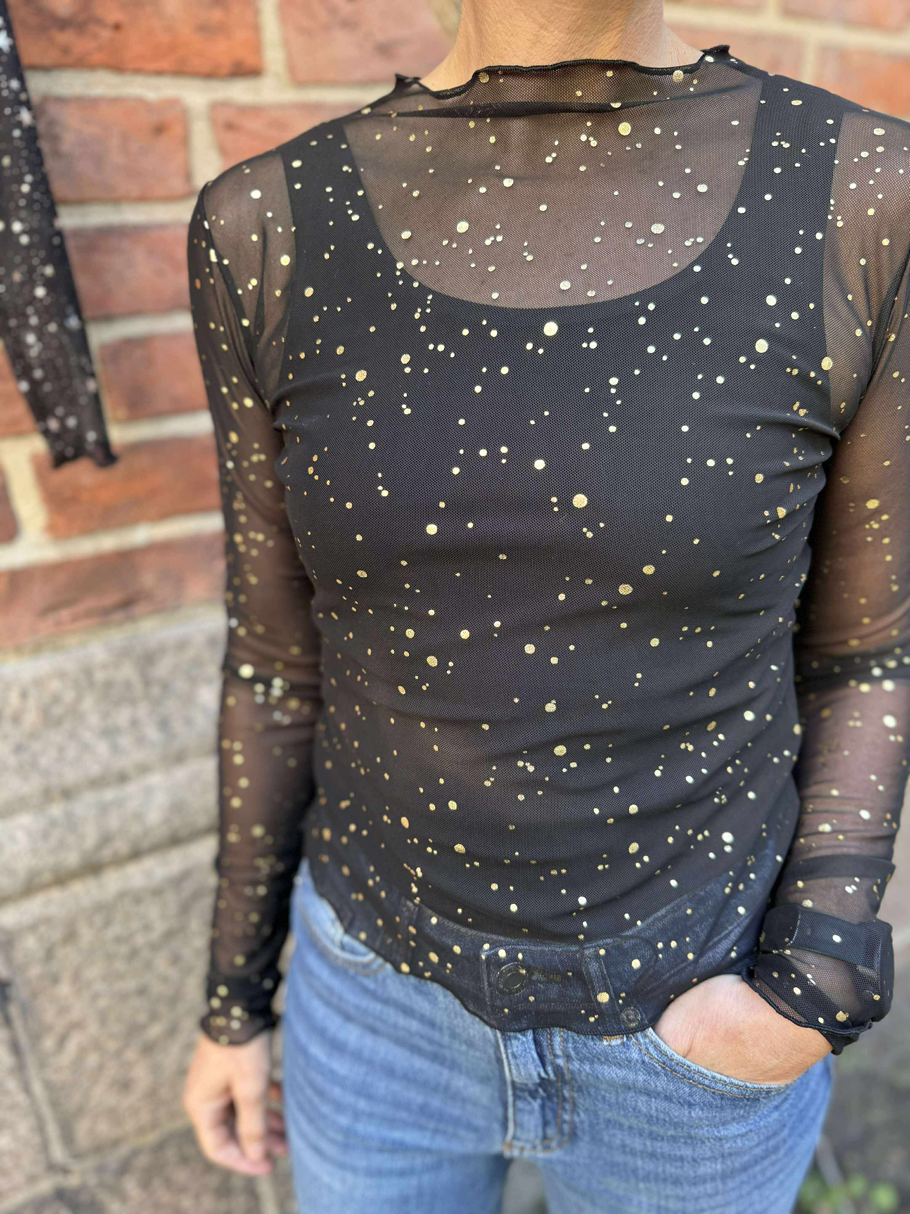 NMSTAR Top - Sort m. guld